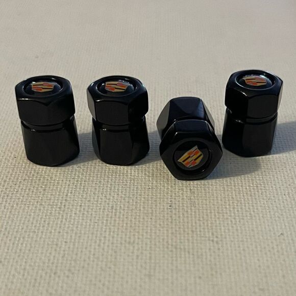 Cadillac Valve Stem Caps in Black set of 4 NWT - Picture 3 of 4